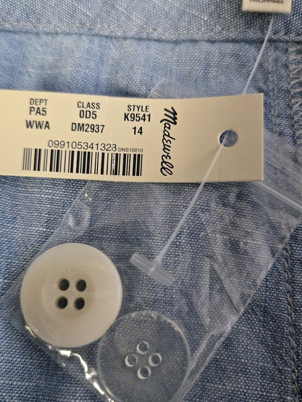 Madewell Chambray Midi Skirt sz 14 Blue Weatherly Wash Button Front Pockets NEW - Picture 14 of 16